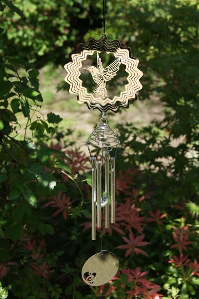 Carillon éolien, carillon éolien solaire d'extérieur en forme de  cœur/colibri, décoration d'extérieur, décoration de cour, carillon éolien